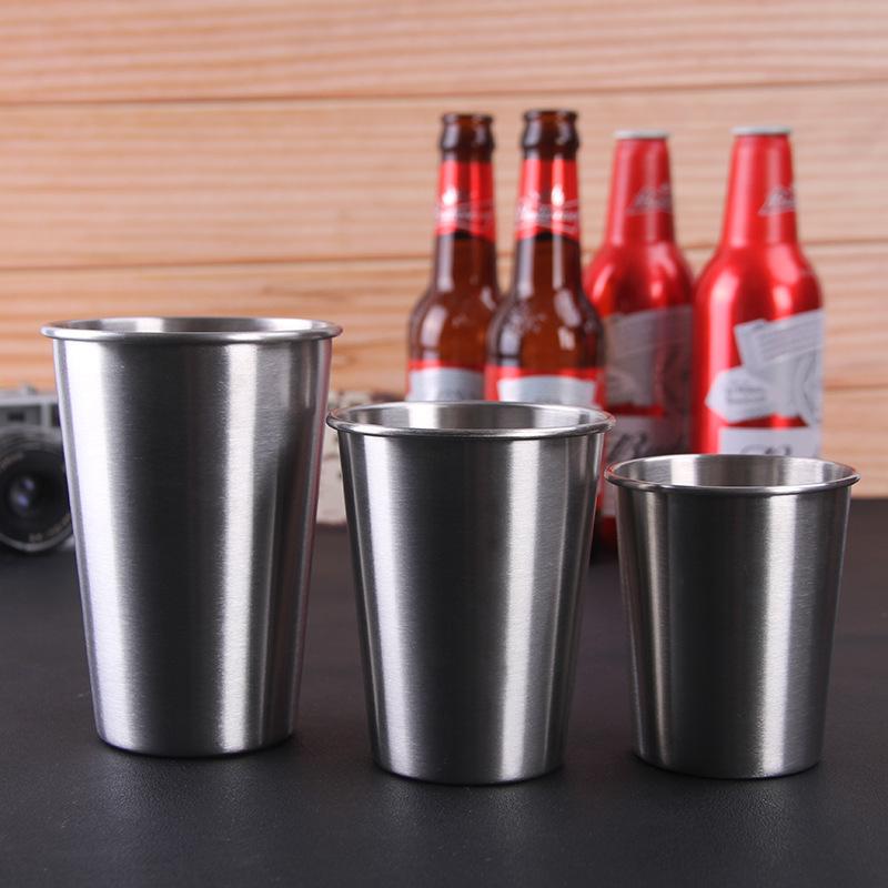 Packung 8 500ml Edelstahlgläser, Metall, wiederverwendbar, Metall, BPA-frei, (Silber, 500ml/18oz)