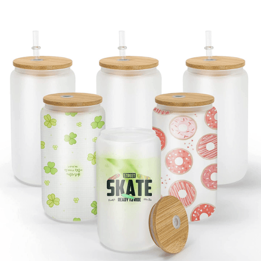 16oz CASE (16/32/50 UNITS) Sublimation Tumbler Glas Becher mit Strohhalmen