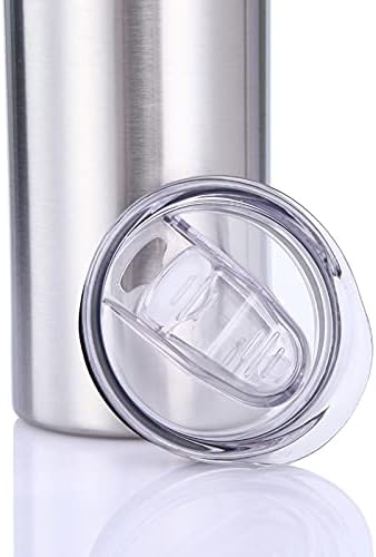Buwaters 24pack 20oz Skinny Edelstahl Tumbler Isolierung Doppelwand Tumbler mit Deckel und Stroh (20oz, Silver24pack)