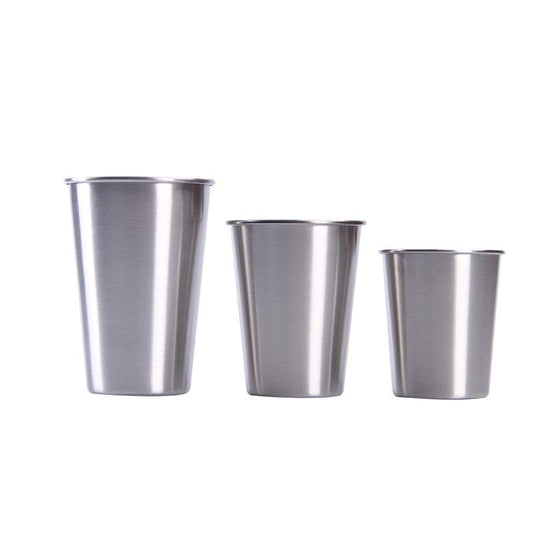 Packung 8 500ml Edelstahlgläser, Metall, wiederverwendbar, Metall, BPA-frei, (Silber, 500ml/18oz)