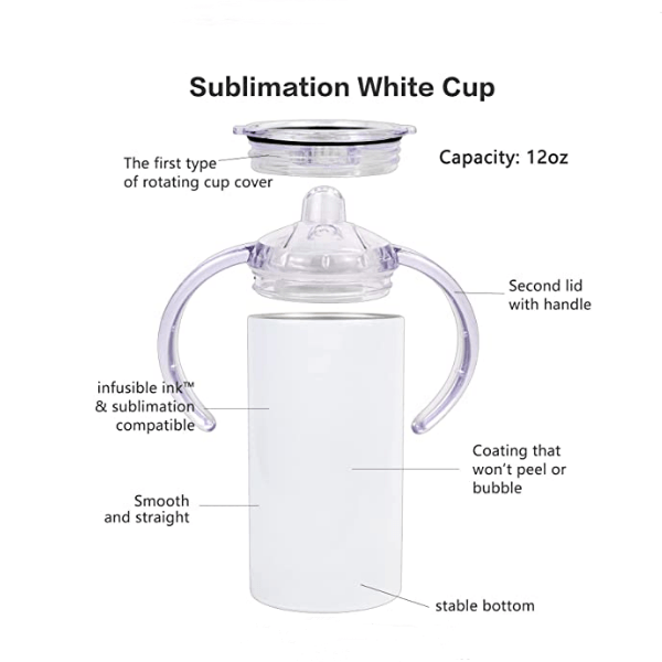 12oz CASE (1/15/25 UNITS) (2LID) Kid Sippy Cup Nette Tumbler Cups