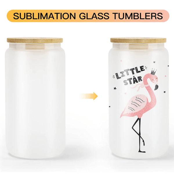 16oz CASE (16/32/50 UNITS) Sublimation Tumbler Glas Becher mit Strohhalmen