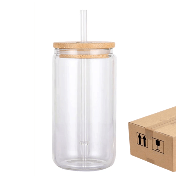 16oz CASE (16/32/50 UNITS) Sublimation Tumbler Glas Becher mit Strohhalmen
