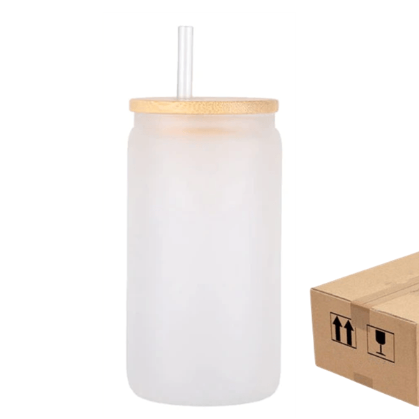 16oz CASE (16/32/50 UNITS) Sublimation Tumbler Glas Becher mit Strohhalmen