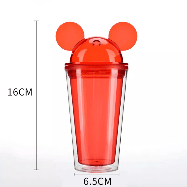 16oz CASE(48 UNITS) Mickey Ears Acrylic clear straw tumbler