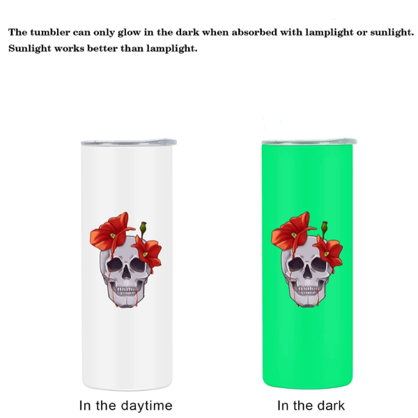 25 Stück 590 Ml Sublimation Tumbler, Glühen im Dunkeln,, Leuchtend, Gerade, Dünner Becher, Bulk mit Sublimation Schrumpffolien,