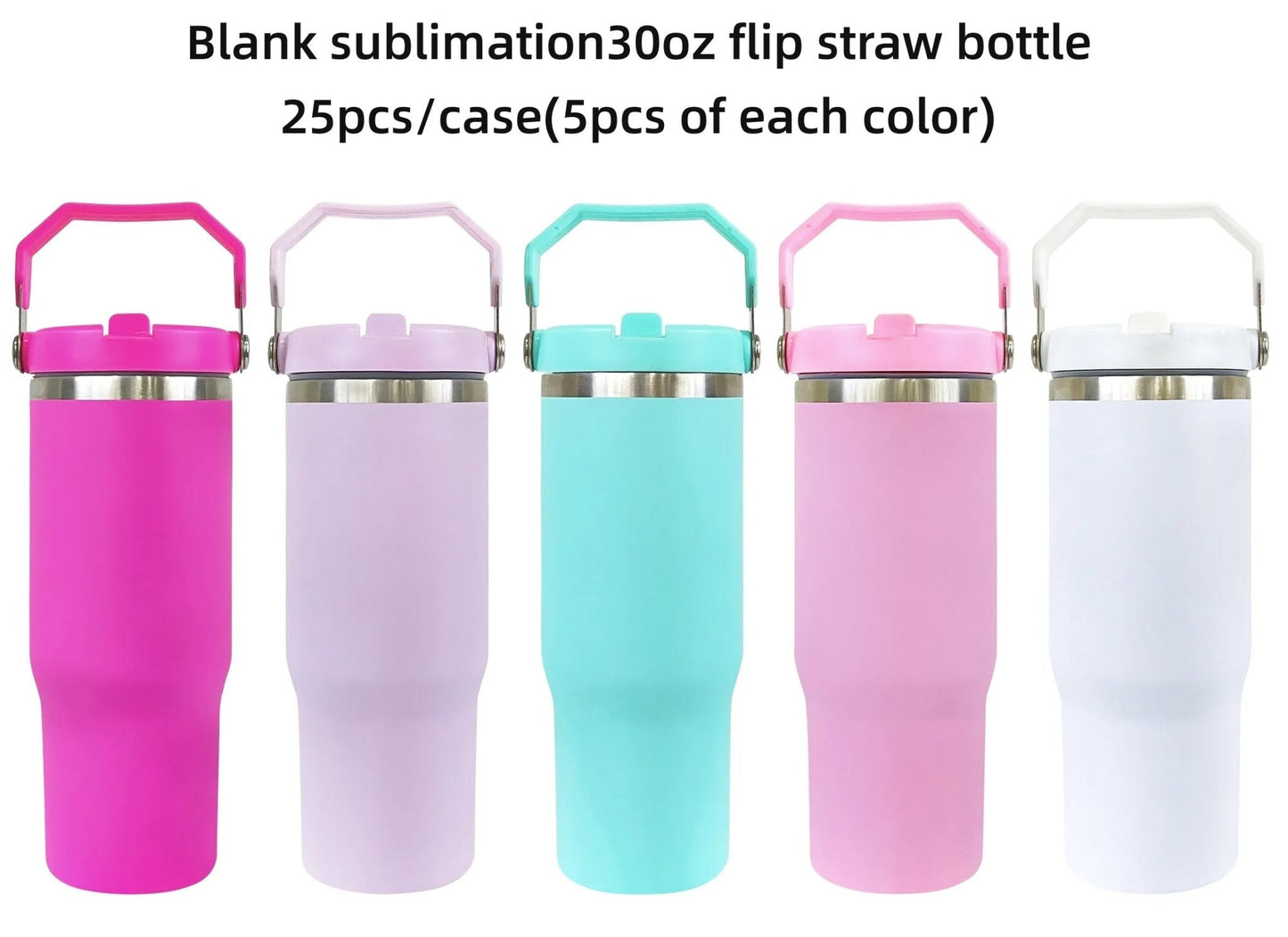 Stanley Cup Dupe Fall von 25Pack 30oz Sublimation Matte Edelstahl Isolierte Sport Wasserflasche Macaron Flip Stroh mit Handheld