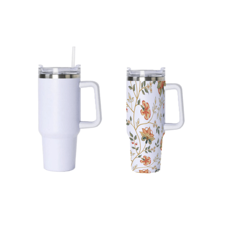 40oz 25pcs Sublimation Tumbler mit Griff, leer, isoliert, große Tasse, Kaffee, Reise Becher, Edelstahl, Reise Becher für DIY, Handwerk, Hitze Presse, Drucken