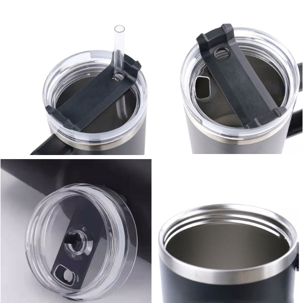 40oz 25pcs Sublimation Tumbler mit Griff, leer, isoliert, große Tasse, Kaffee, Reise Becher, Edelstahl, Reise Becher für DIY, Handwerk, Hitze Presse, Drucken