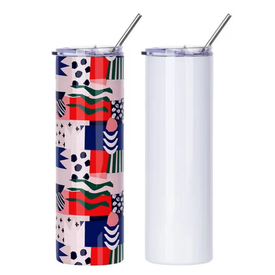 24-teilige Sublimation Tumbler Cup, 590 Ml, Edelstahl, Doppelwand, Isoliert, Gerade, Tumbler Sublimation Blank, Weiß, Mit Deckel, Einzelne Box, Polymerbeschichtung für Wärmeübertragung