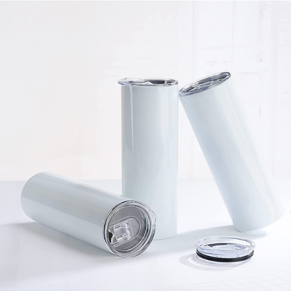 24-teilige Sublimation Tumbler Cup, 590 Ml, Edelstahl, Doppelwand, Isoliert, Gerade, Tumbler Sublimation Blank, Weiß, Mit Deckel, Einzelne Box, Polymerbeschichtung für Wärmeübertragung